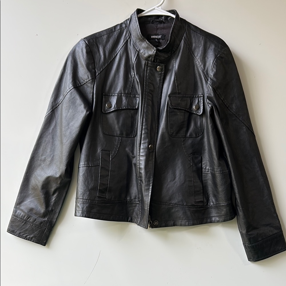 Black Faux Leather Jacket size 14  small